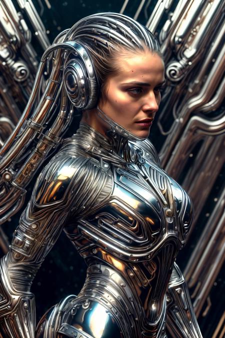 <lora:add_detail:1> <lora:ChromeTech:0.8> (masterpiece, best quality, realistic, detailed, sharp:1.2), intricate details, 1girl,  chrometech, android, scifi, sleek, ((explosive pose)), expressionism, movie still, ((liquid metal)), metallic, gleaming, metallic , metal reflection, symmetrical, clear reflection, clean metal, chrome, ballroom background