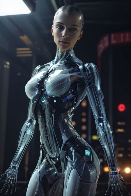 BORG endoskeleton android cyborg transparent muscles wires skin