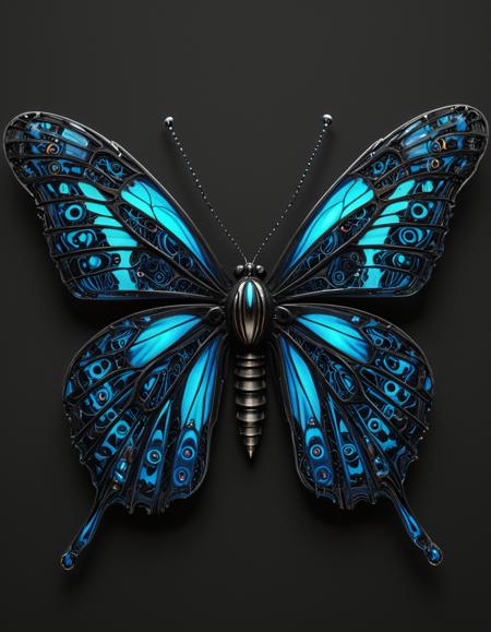 high quality,masterpiece, ultra realistic, ultra-high resolution, extremely detailed, macro shot, butterfly with forged carbon wings that exhibits complex patterns, his mechanical mobe-cybideen body expose intricate lively mechanism with complex electronic circuits passing through glass, glowing blue|red|green blood flowing between the tiny parts, the backlight behind it reveals all its finest details,  <lora:Forged_Carbon_SDXL:0.9> <lora:CyberBioDetailEnhancerV1:0.5>