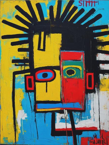 <lyco:Jean-MichelBasquiat:1.0> a painting in the style of jean-michel basquiat