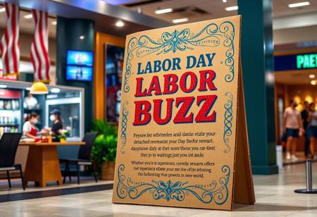 Prepare for an extraordinary Labor Day celebration where your dedication and effort are met with unmatched rewards. Imagine stepping into a lively atmosphere, where a striking cardboard display titled ‘Labor Day Buzz’ stands tall, adorned with intricate designs and vibrant colors that capture the spirit of the day. The sign draws you in, hinting at the exclusive surprises and luxurious offers waiting just for you. Whether you’re seeking relaxation or indulgence, our carefully curated experiences and top-tier rewards promise to elevate your Labor Day to new heights. Seize this opportunity to celebrate your achievements in style – because this day is all about honoring the hard work that powers our world.