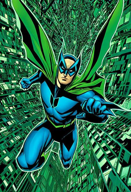Modern Comic, Superhero Named The Dangerous Butterfly, Highly Detailed, Blue And Green Tones