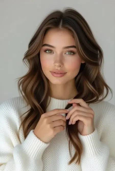 Seductive Solo: Realistic Long-Haired Beauty Smiles for You