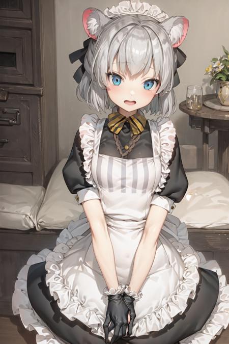 (masterpiece, best quality), (1girl, solo),
<lora:hoshimiVR_a5:0.7>, vr-hoshimi, apron, gloves, maid