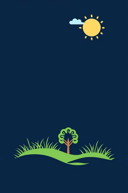 <lora:chahualiu:0.9>,chahua, no humans, sun, grass, cloud, blue background, simple background, sky, tree, moon