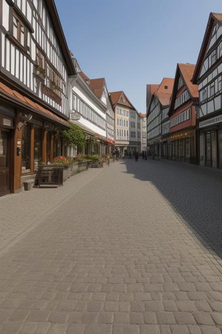 north german downtown, , grey cobblestone, aged brick, historical buildings,