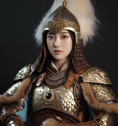 <lora:Qigeä¸­å½ç²è(Chinese_armor)SDXL_v1.0:0.7>,a 25 year old chinese girl,realistic,menggujia,solo,Background of ancient Chinese cities,detailed_eyes,shoulder_armor, full body,helmet decorated with fur edges,Black Eyes,looking at viewer,(masterpiece:1.2), (best quality:1.2), perfect eyes, perfect face, perfect lighting, (8K),(perfect anatomy),(highres),