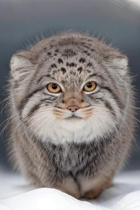 a close up of a tusuncat walking in the snow, blurry, looking at viewer, depth of field, blurry background, full body, solo, (cute and lovely:1.4), Beautiful and realistic eye details, perfect anatomy, (Nonsense:1.4), (pure background:1.4), Centered-Shot, realistic photo, photograph, 4k, hyper detailed, DSLR, 24 Megapixels, 8mm Lens, Full Frame, film grain, Global Illumination, (studio Lighting:1.4), Award Winning Photography, diffuse reflection, ray tracing,
 <lora:Tusuncat:0.6>