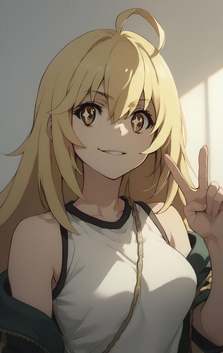 shokuhou misaki,star-shaped pupils,blonde hair,long hair