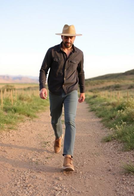 that distinct way of walking what gives the impression of not being from around these parts