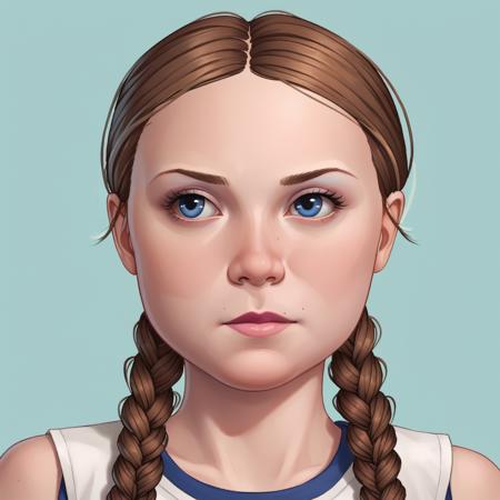 1girl, Greta,   twin braids, brown hair, blue eyes, 