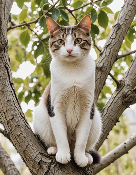 photo of a cat sitting on a tree