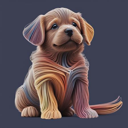 A puppy composed of colored lines, <lora:xd_1-000025:0.3>,xians,