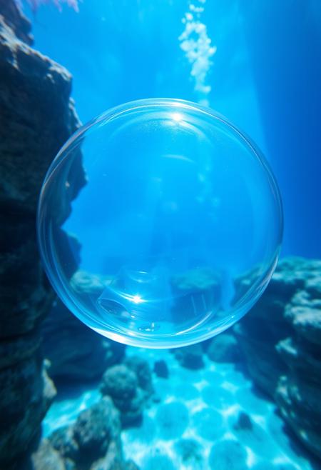 no humans, scenery, bubble, blue theme, underwater