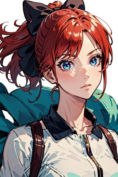 masterpiece, high quality, <lora:Lynn[V2_Mid]:0.8> Lynn, 1girl, solo, hair bow, ponytail, red hair, blue eyes,