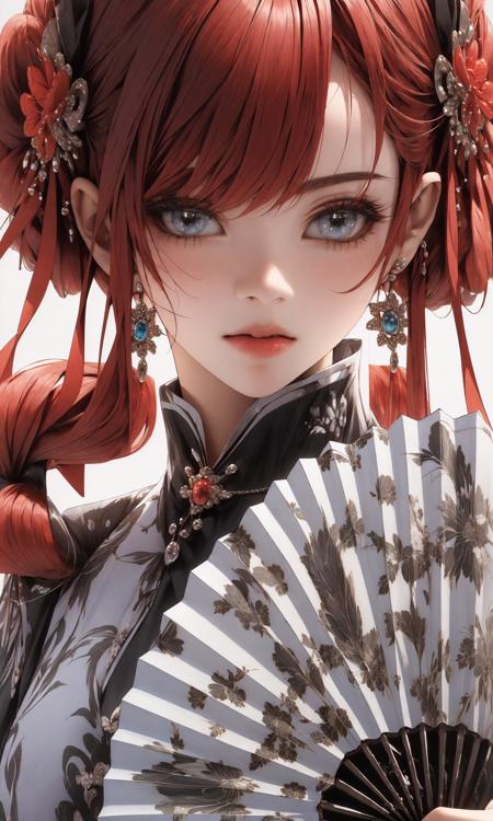 (Masterpiece),(best quality),((masterpiece)),(highres), (original:1.8), (extremely detailed 8K wallpaper), overexposure,1girl, close-up, (fan:1.1),A huge fan <lora:~Q?-bG[Pfan:1>