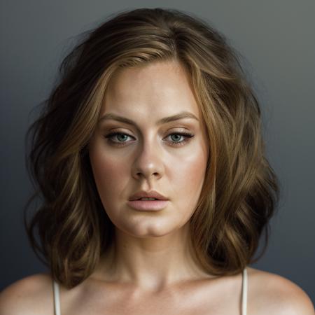 <lora:4d3l3:1>, Realistic photo of a beautiful 4d3l3 woman,  1girl, solo, long hair, looking at viewer, blue eyes, blonde hair, simple background, lips, grey eyes, blue background, expressionless, portrait, realistic, soft lighting, professional Photography, Photorealistic, detailed, RAW, analog, sharp focus, 8k, HD, DSLR, high quality, Fujifilm XT3, film grain, award winning, masterpiece