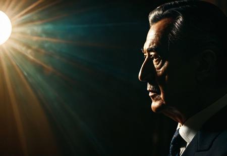 (dreamlike, surreal, psychological, novel, symbolism, abstract, surrealism, Dali, Magritte, haunting, enigmatic, mysterious, cinematic, moody, chiaroscuro, haunting, ethereal, portrait, impressionistic, impressionism, mind-bending, metaphorical, visual storytelling, fantasy, otherworldly), vivid colors, vibrant, contrast, soft focus, bokeh, lens flare, atmospheric, hazy, misty, low-key lighting, dramatic shadows, high angle, shallow depth of field, cinematic composition, wide angle lens, 35mm, HDR, UHD, 8k, highly detailed, negative space, surreal figure, symbolic objects, psychological elements