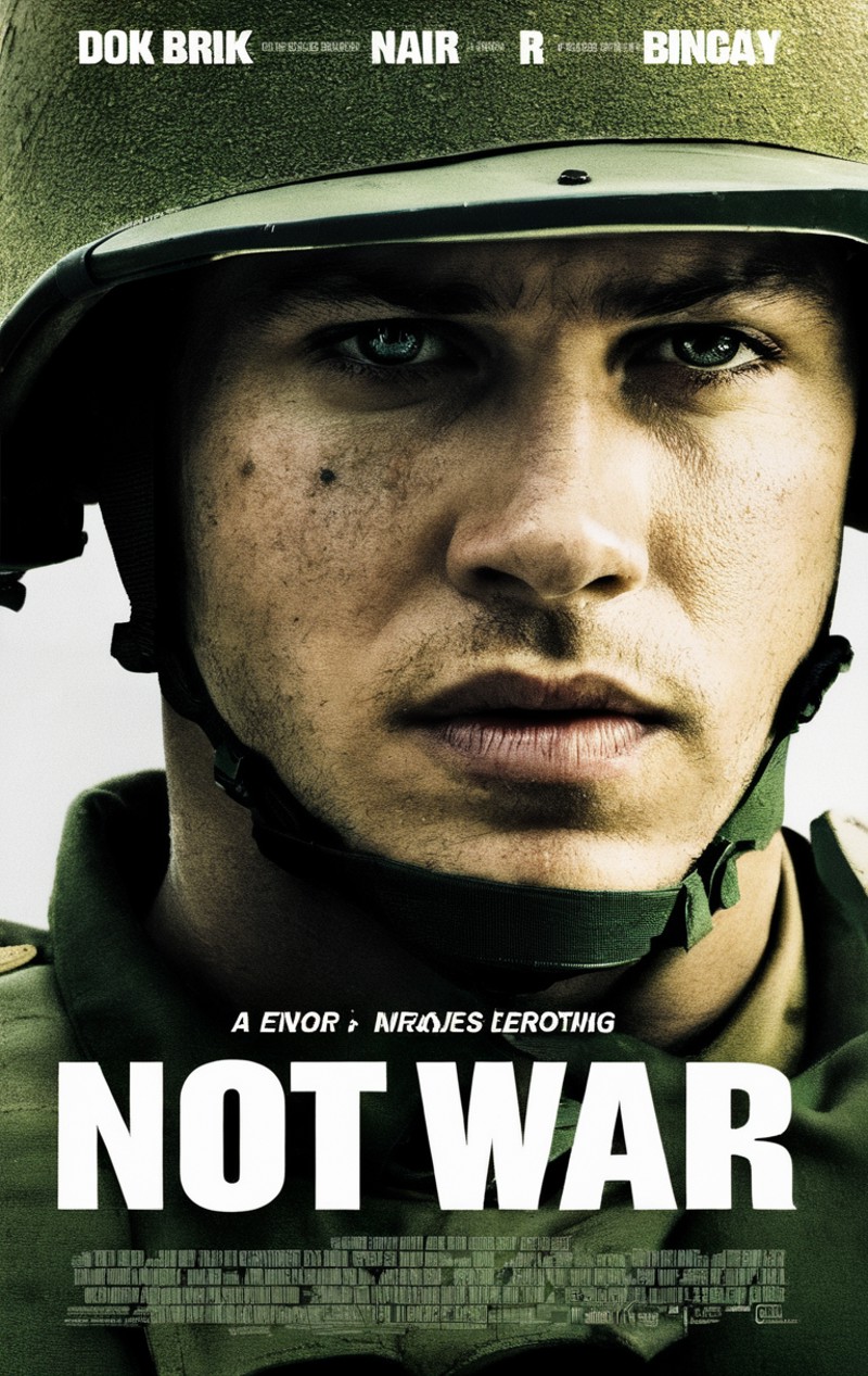A soldier, tired, close-up, portrait, with title "NOT WAR"
 ,Movie Poster, MoviePosterRedAF,
MoviePosterRedmond-MoviePoste...