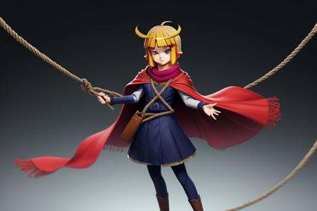 (((incredibly picture-perfect 32k detailed))) (((suika, blonde hair, short hair, brown eyes, scarf, cape, rope, ahoge)))     <lora:suika-10:1>