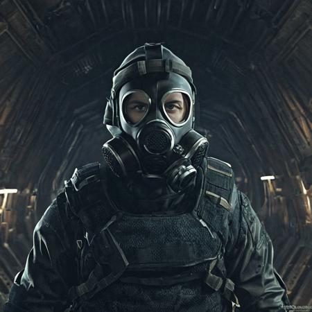 Take a deep breath and let's work step by step on this , 
a person wearing a gas mask, psx game graphics, face of an armored villian, keyframe, gif, peering over from his heavy, dark hangar background, by Beta Vukanović, nuclear reactor, in 2 0 0 2, promotional render, flat wastelands, humanoid body, highly detailed, symmetrical clean, cinematic, lens flare, rich colors, trending on artstation
,
Midjourney's Consistency, Dynamic Action Pose, Fibonacci Watermark Invisibly Displayed, High-res, Impeccable Composition, Lifelike Details, Perfect Proportions, Stunning Colors, Captivating Lighting, Interesting Subjects, Creative Angle, Attractive Background, Well-timed Moment, Intentional Focus, Balanced Editing, Harmonious Colors, Contemporary Aesthetics, Handcrafted with Precision, Vivid Emotions, Joyful Impact, Exceptional Quality, Powerful Message, Raphael Style, Unreal Engine 5, Octane Render, Isometric, Beautiful Detailed Eyes, Super Detailed Face and Eyes and Clothes, More Detail, Multi Colored, Splash Ink Illustration, Grammer Effect Style, Houdini Style, Sharp Lines and Brush Strokes, High Quality, Beautiful Matte Painting, 4K, CGSociety, Artstation Trending on ArtstationHQ
