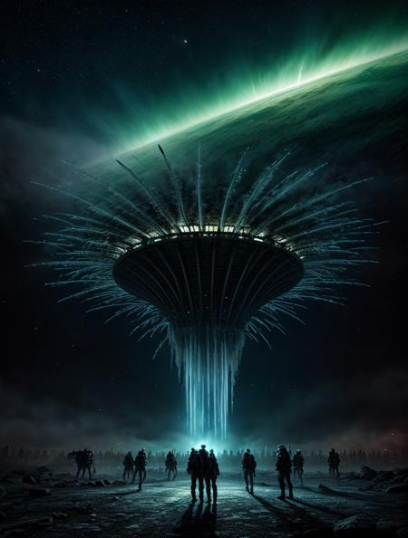 aliens attack a group of humans, control, forced, outer space, nebula, scary, demon, 24mm, 4k textures, soft cinematic light, adobe lightroom, photolab, hdr, intricate, elegant, highly detailed, sharp focus, ((((cinematic look)))), soothing tones, insane details, intricate details, hyperdetailed, low contrast, soft cinematic light, exposure blend, hdr, faded, <lora:more_details:.6>