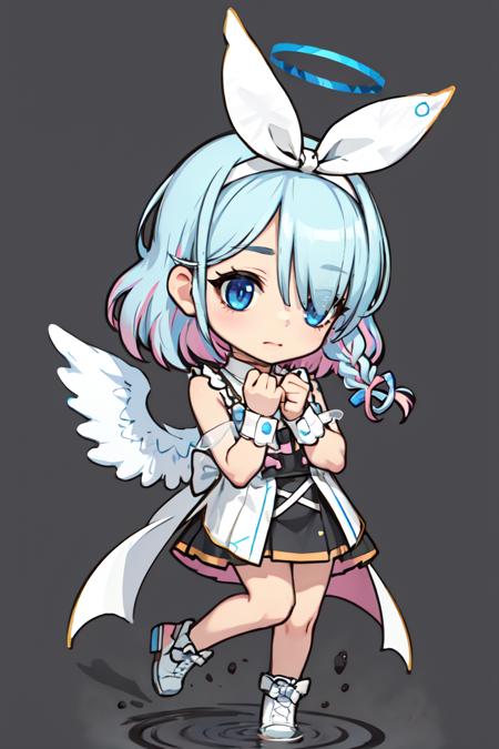 (masterpiece), (masterpiece), (Chibi), <lora:aronaBlueArchive_v1:0.8>, arona, 1girl, white hairband, bow hairband, halo, short hair, single braid