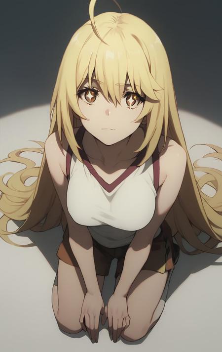 shokuhou misaki,star-shaped pupils,blonde hair,long hair