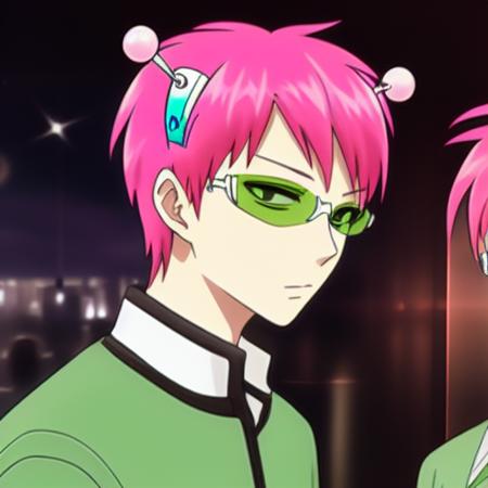 BORING-PSYCHIC 1boy_pink_hair_green_glasses_anime_handsome; fine face; ((psychic powers))