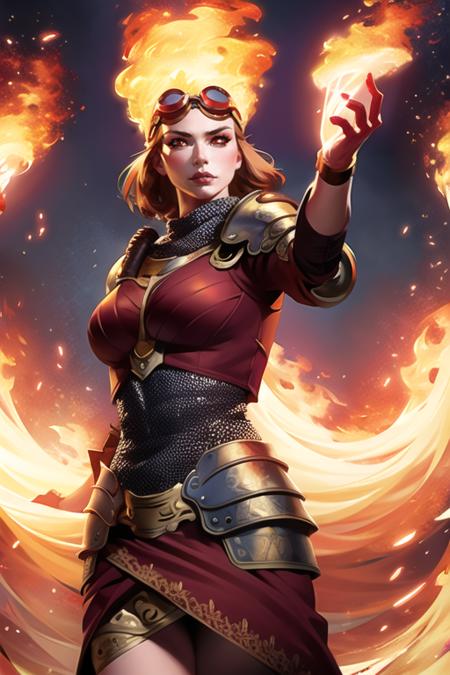 goggles,fire,red eyes, firey hair Chandra