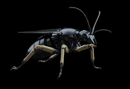 "A hyperdetailed cinematic rendering of a mechanical grimdark evil insect, rendered in Unreal Engine 5. The insect is composed of dark, robust metal, with elongated, tapered body segments reminiscent of a real insect. Its legs and antennae are a lighter color, made of a contrasting material like plastic or rubber, adding realism and visual interest. The insect is oriented towards the right side of the image, poised for movement against a black background, emphasizing its dominance. The design is intricate, with visible joints and segments that mimic the structure of a real insect, showcasing handcrafted precision and lifelike details. Rendered in 4K HDR, with sharp lines, stunning colors, and harmonious tones. The composition is impeccable, with captivating lighting, balanced editing, and a creative angle, trending on ArtStation, CGSociety, Behance, and Pinterest. Inspired by the styles of Raphael, Houdini, and Grammer Effect, with vivid emotions and a powerful message. The mechanical insect’s design evokes a sense of industrial menace and futuristic intrigue, making it a striking focal point in the image."