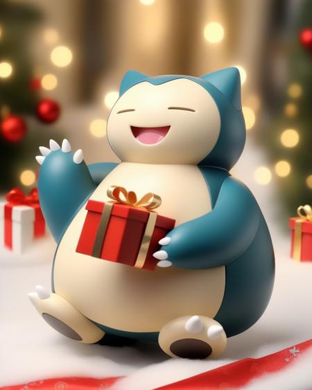 Snorlax holding present
 <lora:snorlax_v3_1:0.8>