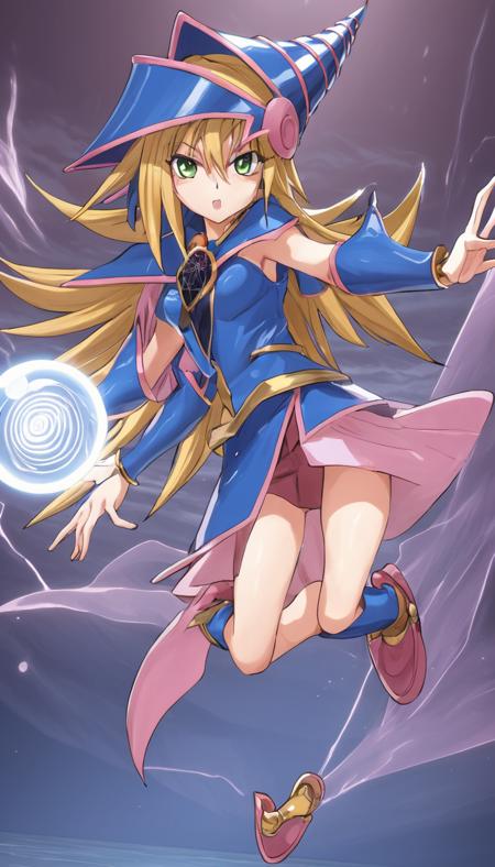 breathtaking Cinematic scene, hero view, dark magician girl, yu-gi-oh! <lora:dark_magician_girl_xl_v3:1>, action pose, detailed background, masterpiece, best quality, high quality, absurdres  . award-winning, professional, highly detailed