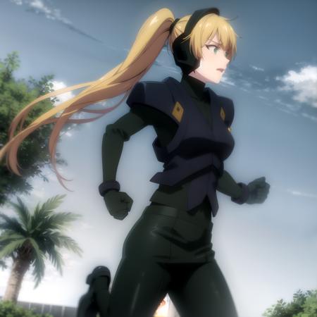 <lora:kirei_shinobi_v1(outall_resize-sv5):1> kirei_olis, 1girl, solo, long hair, blonde hair, side ponytail, green eyes, helmet, bodysuit, running
BREAK
outdoors