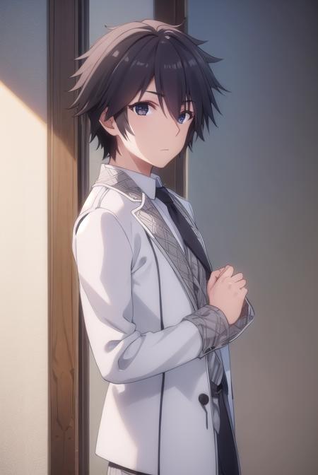 ikkikurogane, <lora:ikki kurogane s1-lora-nochekaiser:1>,
ikki kurogane, black hair, male focus, (black eyes:1.3),
BREAK school uniform, necktie, long sleeves,
BREAK indoors, classroom,
BREAK looking at viewer, (cowboy shot:1.5),
BREAK <lyco:GoodHands-beta2:1>, (masterpiece:1.2), best quality, high resolution, unity 8k wallpaper, (illustration:0.8), (beautiful detailed eyes:1.6), extremely detailed face, perfect lighting, extremely detailed CG, (perfect hands, perfect anatomy),