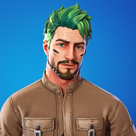 <lora:FortSketcherAlpha:0.8>, facial hair, 1boy, solo, male focus, realistic, beard, jewelry, green hair, shirt, brown jacket, jacket, green eyes, white shirt, portrait, mustache