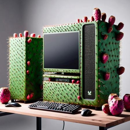 A gaming PC and a gaming setup <lora:Prickly Pear Style v1:1>, Prickly Pear Style,