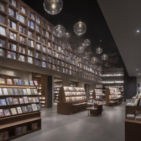 <lora:JJsBookStore_XL:1>  ((best quality)),((masterpiece)),((realistic)), (((BookStore)))  , interior, indoors,  photorealistic, chair , authentic, soft lighting,indoor scenery, wall  ,ceiling  light, dramatic lighting,
