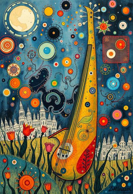 "Marc Chagall octocore, fusepunk, petrol colored, tuba, illusion,  limitless, pale, chaotic, ultra detailed, cinematic  "