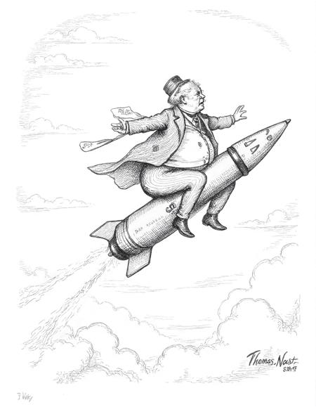 19th century political cartoon - Thomas Nast Style Flux1-dev