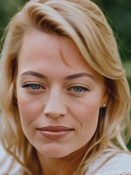 close up face portrait photo of a very young woman named jeriR, looks horney at viewer,  wears a white shirt, masterpiece, bokeh, <lora:jeri_ryan_best:0.99>,