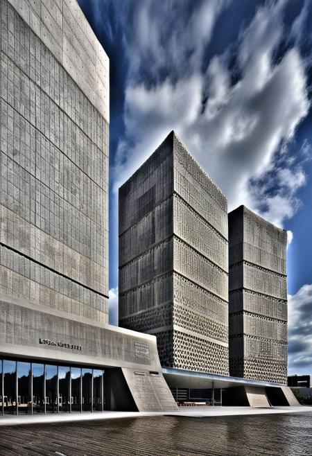 <lora:JJsConcreteArchitecture_XL:1>, ((Concrete Architecture)), , ((masterpiece)), ((best quality)),  real world location, realistic, high detailed,  (outdoor) , dramatic lighting, no human,  ((full building)), wall, clear sky,road, day time, 
center composition, cloud, city wall, city gate, towers, paving, sidewalk,