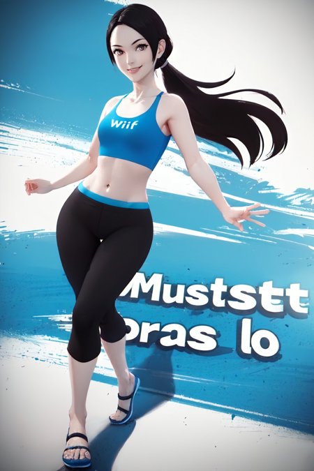 wii fit trainer colored skin white skin ponytail crop top capri pants midriff