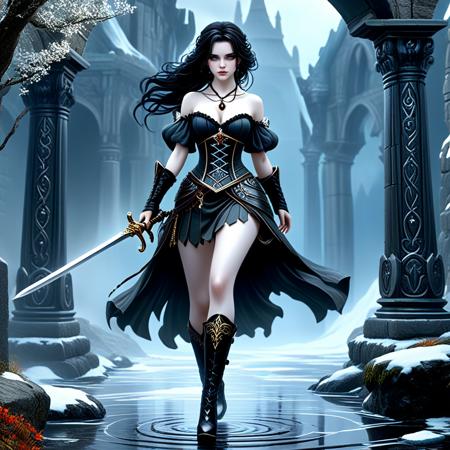 Gothic style Gothic style trinket depicting a She was a young necromancer with pale skin, dark hair, and an air of determination as she navigated the dangerous realm of the Old Kingdom.
Gray
The Roundhouse Kick: Swinging leg in a circular motion and striking the opponent's head or body with the instep or shin.
natural, shimmering, vibrant, gothic, rpg,1400ad, ultra detailed, detailed, immersive, reminiscent of high fantasy RPG games, HD, masterpiece, best quality, hyper detailed, super realistic, perfect face, perfect hands, award-winning, professional, breathtaking, linquivera
stern Glacier
moist weather
<lora:MJ52:0.5> <lora:clothing_slider_v19:1> <lora:sd_xl_dpo_lora_v1:1> <lora:linquivera:1> . Dark, mysterious, haunting, dramatic, ornate, detailed . Dark, mysterious, haunting, dramatic, ornate, detailed
