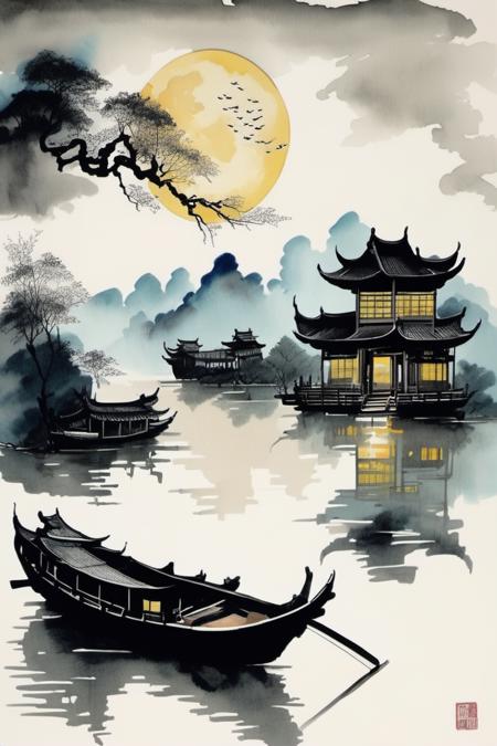 chinese ink drawing painting