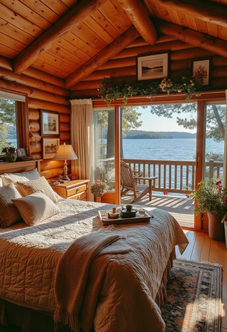 DR_Lake View Cabin Adaptation ("Cabin" Is Retained In English As It Is A Specific Concept Of A Wooden House, And It Is Difficult To Accurately Translate It Within 8 Characters While Fitting The Context)_Cabin Scene Generation v1.0