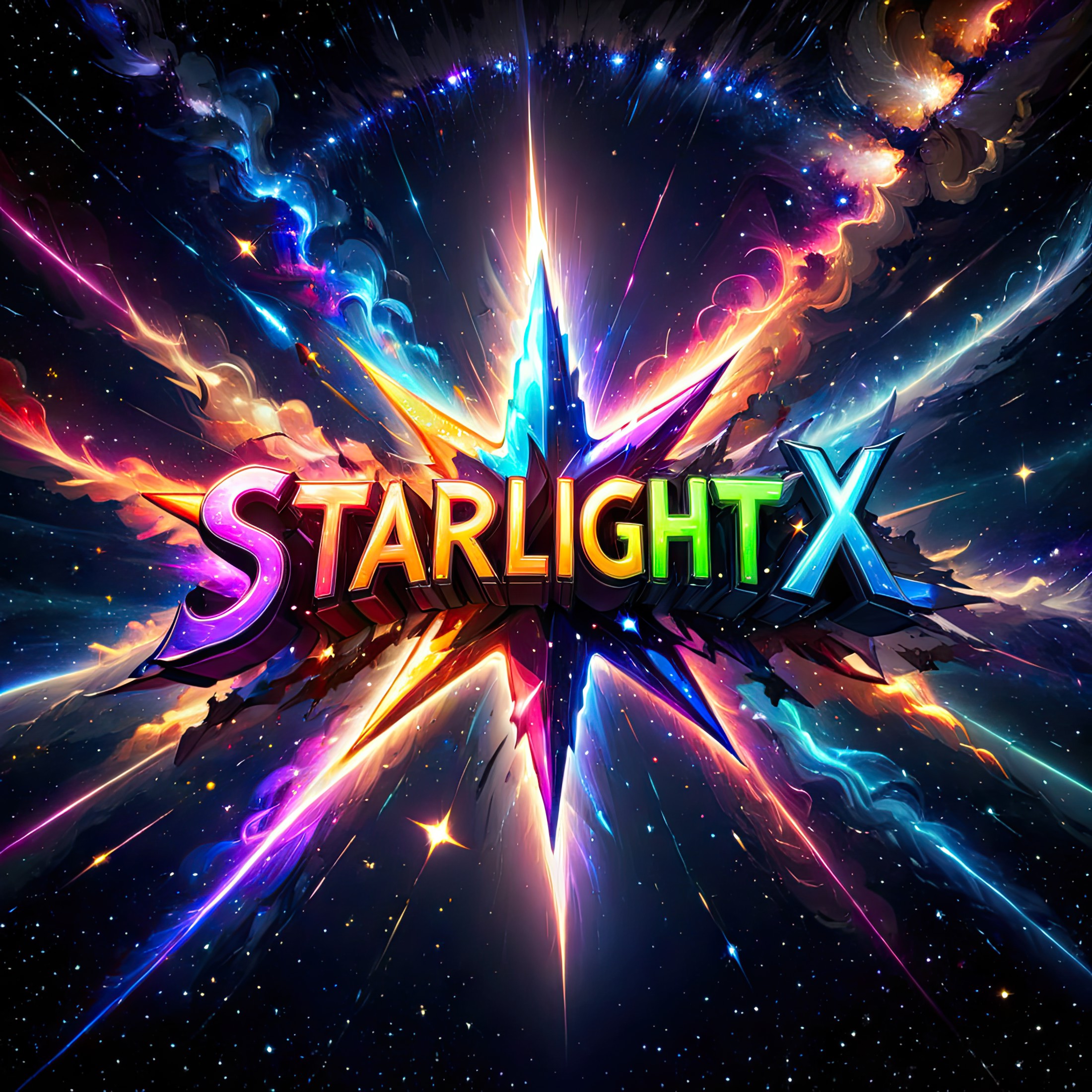 (StarlightXL) text logo, colorful, anime, space, star, stars