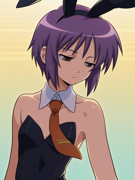 jitome, half-closed eyes,
score_9, digital art, (rimlight, studio lighting:1),
1girl, nagato yuki, purple hair, short hair, brown eyes,
standing, 
expressionless,
playboy bunny, bunny ears, hairband, collarbone, leotard,
standing, upper body, shirt cuffs, shirt collar, necktie,
<lora:nagato autismmix_Confetti 40x40 Prodigy__cosine_dim8_sv_fro_dp0.9:0.6>