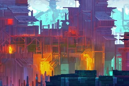 2d platformer, level design, cyberpunk, highly detailed, digital painting, artstation, concept art, smooth, sharp focus, illustration,  <lora:DeadCells:1>