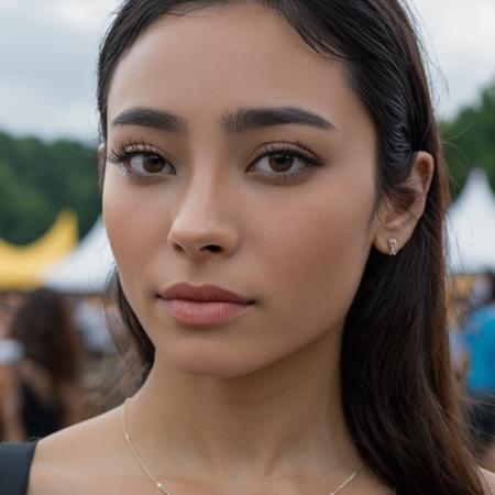 Fil festival portrait photo of a woman, Nikon Z9, realistic matte skin, skin texture visible, (sharp focus), (high quality), (perfect eyes)